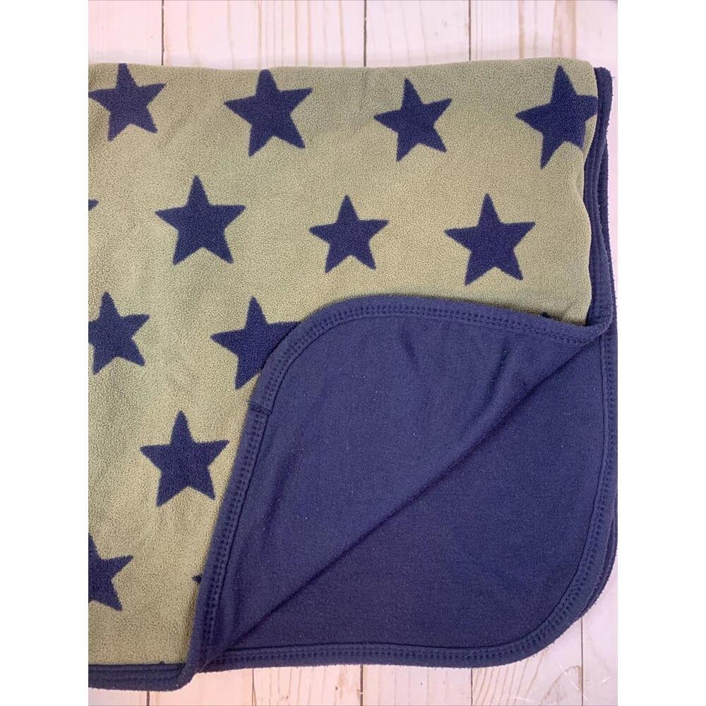 Carter's Baby Blanket Green Fleece Navy Blue Stars Double Layer One‎ Size 1619